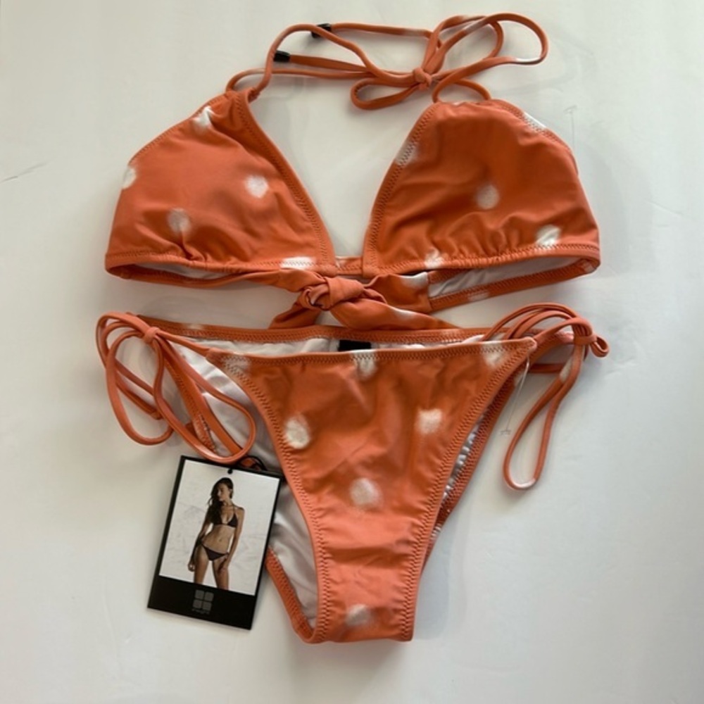 Insight orange polka dot bikini swimsuit set size small XS NWT